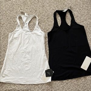 Lululemon Women's Black and White Racerback Tank Tops
